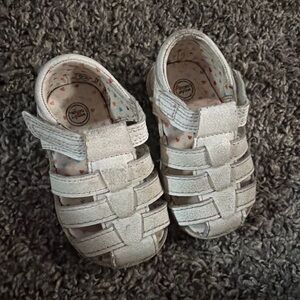 Kids White/Tan Fisherman Sandals - Soft Closed-Toe Straps